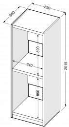 Armadio doppio aperto predisposto per 2 dispositivi (asciugatrice/lavatrice)