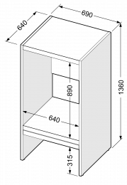 Mobile singolo aperto predisposto per 1 dispositivo (asciugatrice/lavatrice)