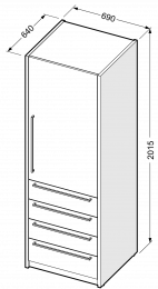 Armadio con ante e quattro cassetti contenitore