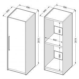 Armadio doppio chiuso predisposto per 2 dispositivi (asciugatrice/lavatrice)