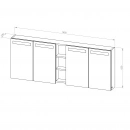 Wall-hung cabinet Grande Plus 160 with mirror, 4 doors