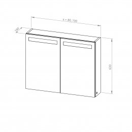 Wall-hung cabinet Grande Plus 80 with mirror, 2 doors