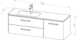 Unterschrank CHARM 140 mit Waschbecken L/R