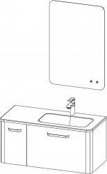 Charm / Komposition I / 100 cm
- Unterschrank CHARM 100 mit Waschbecken L/R, 1 Tür, 1 Schublade
- Spiegel CHARM SLIM 60