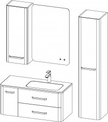 Charm / Komposition V / 100+35 cm
- Unterschrank CHARM 100 mit Waschbecken, 1 Tür, 2 Schubladen
- Spiegel CHARM SLIM 60 mit Hintergrundbeleuchtung
- Hängeschränkchen CHARM 35x90
- Hochschrank CHARM 35x160