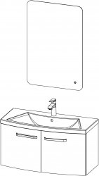 Charm Slim / Komposition VII / 90 cm
- Unterschrank CHARM SLIM 90 mit Waschbecken, 2 Türen
- Spiegel CHARM SLIM 60
- LED Lampe LINEA