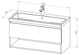 Vanity unit BASIC PLUS 100 with basin