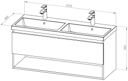Vanity unit BASIC PLUS 120 with double basin