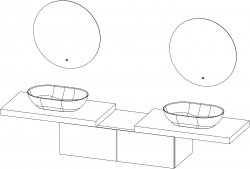 Jazz / kopalniški sestav IV / 240 cm
- 2x Ogledalo JAZZ z ambientalno osvetlitvijo 70
- 2x Umivalnik TITAN Long round
- 2x Pult JAZZ
- Viseča omara JAZZ 120 z dvema predaloma