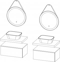 Jazz / kopalniški sestav V / 200 cm
- 2x Ogledalo JAZZ z okvirjem in črnim usnjenim pasom 70
- 2x Umivalnik TITAN Square
- 2x Pult JAZZ
- 2x Viseča omara JAZZ 80 z enim predalom