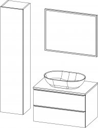 Grande TOP / Komposition II / 80 + 35 cm
- Unterschrank GRANDE TOP 80, 2 Schublade
- Waschbecken TITAN Long round
- Spiegel mit Aluminiumrahmen 80
- Hochschrank 35x160