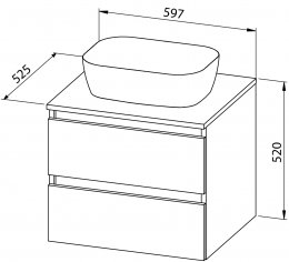 Unterschrank STELLA TOP 60 mit Keramik Waschbecken