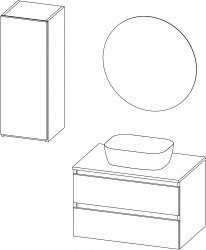 Stella TOP / Komposition II / 80 + 35 cm
- Unterschrank STELLA TOP 80, 2 Schubladen
- Spiegel JAZZ 70
- Halbhochschrank STELLA 90